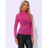 imageAllegra K Womens Lace Floral Embroidery Mock Turtle Neck Long Sleeve Party Slim Fit Sexy Sheer Mesh TopFuchsia