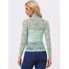 imageAllegra K Womens Lace Floral Embroidery Mock Turtle Neck Long Sleeve Party Slim Fit Sexy Sheer Mesh TopLight Green