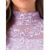 imageAllegra K Womens Lace Floral Embroidery Mock Turtle Neck Long Sleeve Party Slim Fit Sexy Sheer Mesh TopLight Purple