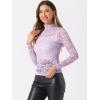 imageAllegra K Womens Lace Floral Embroidery Mock Turtle Neck Long Sleeve Party Slim Fit Sexy Sheer Mesh TopLight Purple