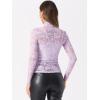 imageAllegra K Womens Lace Floral Embroidery Mock Turtle Neck Long Sleeve Party Slim Fit Sexy Sheer Mesh TopLight Purple