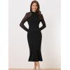 imageAllegra K Womens Mermaid Bodycon Dress Sheer Mesh Long Sleeve Mock Neck Elegant Evening Cocktail Valentines DressesBlack