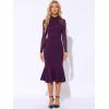 imageAllegra K Womens Mermaid Bodycon Dress Sheer Mesh Long Sleeve Mock Neck Elegant Evening Cocktail Valentines DressesDark Purple