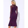 imageAllegra K Womens Mermaid Bodycon Dress Sheer Mesh Long Sleeve Mock Neck Elegant Evening Cocktail Valentines DressesDark Purple