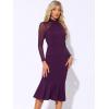 imageAllegra K Womens Mermaid Bodycon Dress Sheer Mesh Long Sleeve Mock Neck Elegant Evening Cocktail Valentines DressesDark Purple