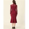 imageAllegra K Womens Mermaid Bodycon Dress Sheer Mesh Long Sleeve Mock Neck Elegant Evening Cocktail Valentines DressesDeep Red