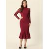 imageAllegra K Womens Mermaid Bodycon Dress Sheer Mesh Long Sleeve Mock Neck Elegant Evening Cocktail Valentines DressesDeep Red