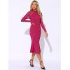 imageAllegra K Womens Mermaid Bodycon Dress Sheer Mesh Long Sleeve Mock Neck Elegant Evening Cocktail Valentines DressesRose Red