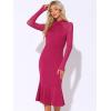 imageAllegra K Womens Mermaid Bodycon Dress Sheer Mesh Long Sleeve Mock Neck Elegant Evening Cocktail Valentines DressesRose Red