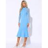 imageAllegra K Womens Mermaid Bodycon Dress Sheer Mesh Long Sleeve Mock Neck Elegant Evening Cocktail Valentines DressesSky Blue