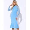 imageAllegra K Womens Mermaid Bodycon Dress Sheer Mesh Long Sleeve Mock Neck Elegant Evening Cocktail Valentines DressesSky Blue