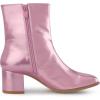 imageAllegra K Womens Metallic Boots Square Toe Chunky Heel Gogo Ankle BootsPink