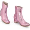 imageAllegra K Womens Metallic Boots Square Toe Chunky Heel Gogo Ankle BootsPink