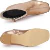 imageAllegra K Womens Metallic Boots Square Toe Chunky Heel Gogo Ankle BootsRose Gold