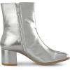 imageAllegra K Womens Metallic Boots Square Toe Chunky Heel Gogo Ankle BootsSilver