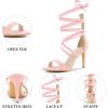 imageAllegra K Womens Open Toe Stiletto Heel Lace Up Heels SandalsPink