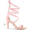 imageAllegra K Womens Open Toe Stiletto Heel Lace Up Heels SandalsPink