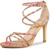 imageAllegra K Womens Open Toe Strappy Straps Stiletto Heel Rose Gold Sandals 9 M US