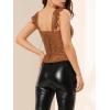 imageAllegra K Womens Party Lace Trim Tank Top Faux Leather PU Sleeveless TopBrown