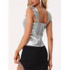 imageAllegra K Womens Party Lace Trim Tank Top Faux Leather PU Sleeveless TopSilver