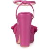imageAllegra K Womens Platform Bow Heels Slingback Chunky Heel SandalsHot Pink