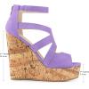 imageAllegra K Womens Platform Peep Toe Cutout Caged Cork Wedge Heel SandalsPurple