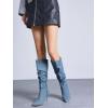 imageAllegra K Womens Pointed Toe Slouched Stiletto Heels Knee High BootsDenim Blue
