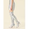 imageAllegra K Womens Pointed Toe Stiletto Heels Over The Knee High BootsSilver