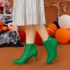 imageAllegra K Womens Pointy Toe Zipper Stiletto Heel Ankle BootsGreen