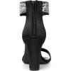 imageAllegra K Womens Rhinestone Open Toe Ankle Strap Diamond Heels Chunky Sparkly Heels Dress SandalsBlack