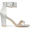 imageAllegra K Womens Rhinestone Open Toe Ankle Strap Diamond Heels Chunky Sparkly Heels Dress SandalsSilver