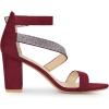imageAllegra K Womens Rhinestone Open Toe Block Heels SandalsBurgundy