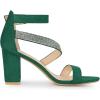 imageAllegra K Womens Rhinestone Open Toe Block Heels SandalsGreen