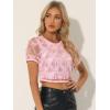 imageAllegra K Womens Sequin Shiny Glitter Crop Top Christmas Short Sleeves Sexy Party Tassel TShirtLight Pink