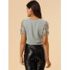 imageAllegra K Womens Sequin Shiny Glitter Crop Top Christmas Short Sleeves Sexy Party Tassel TShirtSilver
