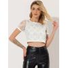 imageAllegra K Womens Sequin Shiny Glitter Crop Top Christmas Short Sleeves Sexy Party Tassel TShirtSilver White