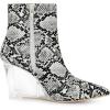 imageAllegra K Womens Snakeskin Printed Ankle Boots Pointed Toe Wedge Clear Heels BootsBlack White Snake