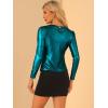imageAllegra K Womens Sparkly Glitter Tops Shiny Metallic 80s Disco OutfitsBlue