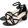 imageAllegra K Womens Strappy Heel Ankle Strap Open Toe Chunky Heels SandalsBlack