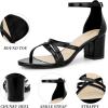 imageAllegra K Womens Strappy Heel Ankle Strap Open Toe Chunky Heels SandalsBlack