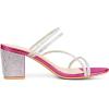 imageAllegra K Womens Strappy Rhinestone Block Heel Slide SandalsHot Pink