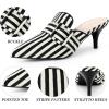 imageAllegra K Womens Stripe Buckle Slip on Pointed Toe Pumps Kitten Heels Slides MulesBlack