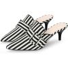 imageAllegra K Womens Stripe Buckle Slip on Pointed Toe Pumps Kitten Heels Slides MulesBlack