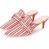 imageAllegra K Womens Stripe Buckle Slip on Pointed Toe Pumps Kitten Heels Slides MulesRed