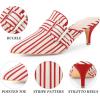 imageAllegra K Womens Stripe Buckle Slip on Pointed Toe Pumps Kitten Heels Slides MulesRed
