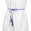 imageAllegra K Womens Tassels Braided Waist Belt Woven Skinny Belts for DressBrown  Royal Blue