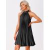 imageAllegra K Womens Tie Halter Neck Dress Sleeveless Summer Solid Color Flowy Pleated Beach Dress SundressBlack