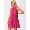 imageAllegra K Womens Tie Halter Neck Dress Sleeveless Summer Solid Color Flowy Pleated Beach Dress SundressHot Pink
