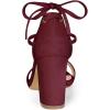 imageAllegra K Womens Tie Up Heels Burgundy Open Toe Chunky High Heels Sandal 55 M US