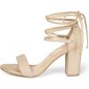 imageAllegra K Womens Tie Up Heels Strappy Chunky High Beige Heels Sandal 55 M US